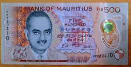 (!)  2021 MAURITIUS MAURICE 500 RUPEESPolymer, New Date And New Signatures Circulated - See Pictures - Mauritius