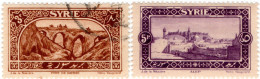 SIRIA, SYRIA, MONUMENTI, 1925, FRANCOBOLLI USATI E NUOVI (MLH*) Scott:SY 182,183 - Oblitérés