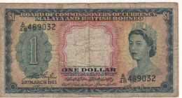 MALAYA & British BORNEO  1 Dollar  P1  Dated 21.03.1953   ( Queen  Elizabeth II + Arms Of The Member States At Back ) - Malaysie