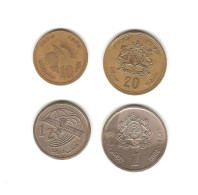 255/ Maroc : 10 Santimat 1974 - 20 Santimat 1974 - 1/2 Dirham 2002 - 1 Dirham 2002 - Maroc