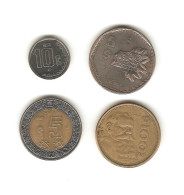 260/ Mexique : 10 Centavos 1993 - 5 Pesos 1981 - 5 Pesos 1993 - 100 Pesos 1984 - Messico