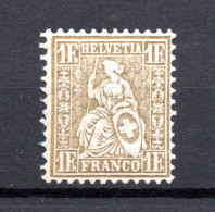 Schweiz 1862 Freimarke 28 Sitzende Helvetia 1 Franc Gold Postfrisch - Unused Stamps