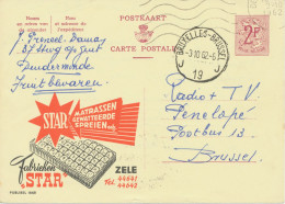 BELGIUM VILLAGE POSTMARKS  BRUXELLES-BRUSSEL J 19 J SC , Also Machine Postmark 1962 (Postal Stationery 2 F, PUBLIBEL 186 - Andere & Zonder Classificatie