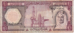 BILLETE DE ARABIA SAUDITA DE 10 RIYAL DEL AÑO 1977   (BANKNOTE) - Saudi-Arabien