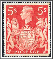 KGVI SG477 - 5/- RED - 1939 Arms Unmounted Mint - Nuovi