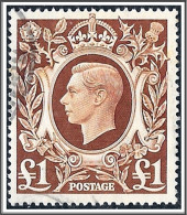 KGVI 1939-48 £1 Brown SG478b Fine Used - Usados