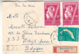 Roumanie - Lettre Recom De 1950 - Oblit Bucuresti - Poissons - - Storia Postale