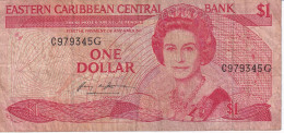 BILLETE DE EASTERN CARIBBEAN CENTRAL DE 1 DOLLAR DEL AÑO 1985 (BANKNOTE) - Oostelijke Caraïben