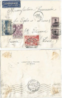 Greece AirMailCV Legation France Athenes 10oct1938 Pour St.Etienne Avec 5 Stamps Incl. Provisional & Airpost - Storia Postale