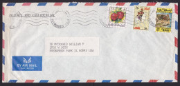 Lebanon: Airmail Cover To USA, 1988, 3 Stamps, Fruit, Horse, Architecture, Heritage, Security Overprint (stain At Left) - Lebanon
