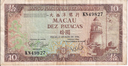 BILLETE DE MACAO DE 10 PATACAS DEL AÑO 1984 (BANKNOTE) - Macau