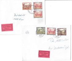 0503p: Österreich- Bedarfsbriefe Expressbeförderung 2 Frankatur- Varianten Der 10.- Freimarke Stift Wilten - Covers & Documents