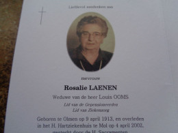 Doodsprentje/Bidprentje   Rosalie LAENEN   Olmen 1913-2002 Mol  (Wwe Louis OOMS) - Religion & Esotérisme