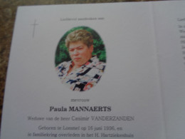 Doodsprentje/Bidprentje  Paula MANNAERTS   Lommel 1936-2002 Mol  (Wwe Casimir VANDERZANDEN) - Religion & Esotérisme