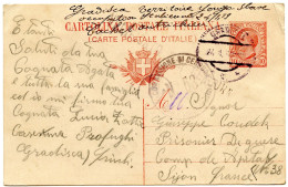 ITALIE - CARTE POSTALE 10C DE GRADISCA POUR LA FRANCE, 1919 - Vénétie Julienne