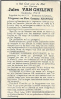 Doodsprentje  *  Van Ghelewe Jules  (° Bredene 1899 / + Oostende 1949) X Maenhout Germaine (Electricité Du Littoral) - Religion & Esotérisme