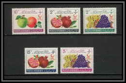 Postes Afghanes (Afghanistan) - 3216/ N° 574/578 Journée Du Croissant Rouge Overpinted ** MNH Fruits Fruts - Afghanistan