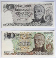 ARGENTINA - 50 PESOS (1976-78) P 301, 50 PESOS (1983-75) P 314  UNC - BANKNOTES - PAPER MONEY - CARTAMONETA - - Argentine