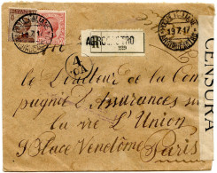 ITALIE - LETTRE RECOMMANDEE CENSUREE DE D'ARGIROCASTRO POUR LA FRANCE, 1917 - Egée