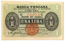 1 LIRA BANCA TOSCANA DI ANTICIPAZIONI E SCONTO FIRENZE 24/04/1870 SUP+ - Andere & Zonder Classificatie