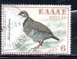 GREECE GRECIA HELLAS 1970 EUROPEAN NATURE CONSERVATION YEAR ROCK PARTRIDGE 6d USED USATO OBLITERE - Oblitérés