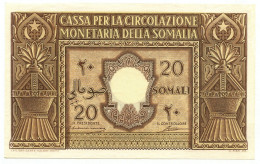 20 SOMALI CASSA PER LA CIRCOLAZIONE MONETARIA SOMALIA AFIS 1950 SUP+ - Somalie