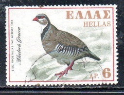 GREECE GRECIA HELLAS 1970 EUROPEAN NATURE CONSERVATION YEAR ROCK PARTRIDGE 6d USED USATO OBLITERE - Gebruikt