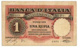 1 RUPIA COLONIA ITALIANA DELLA SOMALIA BANCA D'ITALIA 08/09/1920 BB- - Terra Di Somalia