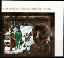 1976 Isole Comore  200th Anniversary USA Indipendence George Washington Military Gold Printed MNH** Bic29 - Indipendenza Stati Uniti