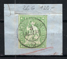 SUISSE Ca.1857-62: Le ZNr. 26G, 3-4 Marges, B Obl. CAD "Morges" Sur Fragment, Forte Cote - Usati