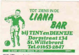 Dutch Matchbox Label, St. Willebrord - North Brabant, LIANA BAR - Bij TINY En Dientje, Football, Holland Netherlands - Boites D'allumettes - Etiquettes