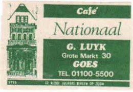 Dutch Matchbox Label, GOES - Zeeland, Café National, G. Luyk, Grote Markt 30, Holland Netherlands - Boites D'allumettes - Etiquettes