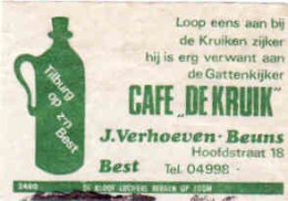 Dutch Matchbox Label, BEST - North Brabant, Café DE KRUIK - J. Verhoeven - Beuns, Holland Netherlands - Boites D'allumettes - Etiquettes