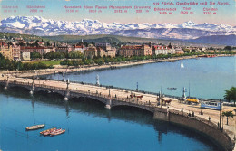 SUISSE - Zürich - Quaibrücke Und Die Alpen - Carte Postale Ancienne - Zürich