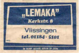 Dutch Matchbox Label, VLISSINGEN - Zeeland, "LEMAKA", Kerkstr. 8, Holland, Netherlands - Boites D'allumettes - Etiquettes