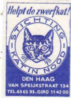 Dutch Matchbox Label, HAAG - South Holland, STICHTING KATIN NOOD, Helpt De Zwerfkat!, Cat, Holland, Netherlands - Boites D'allumettes - Etiquettes