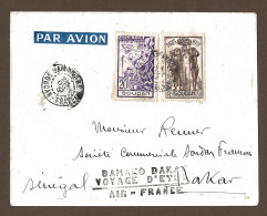 !!! LETTRE PAR AVION, VOYAGE D'ÉTUDE AIR FRANCE BAMAKO/DAKAR, CACHET DE BAMAKO ET DAKAR DE 1937 - Lettres & Documents