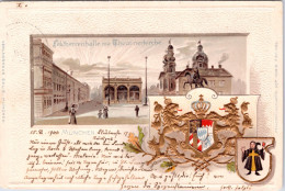 Feldherrnhalle Mit Theatinerkirche , Prägekarte (Ankunft Stempel: Warthausen 1900 , Empfänger Gr. König Von Warthausen) - Muenchen