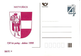 CDV B 144 Czech Republic Coat Of Arms Of Netvorice 1999 Cock - Cartes Postales