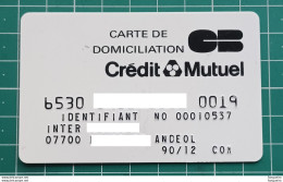 FRANCE CREDIT CARD CREDIT MUTUEL - CB CARTE - WHITE - Geldkarten (Ablauf Min. 10 Jahre)