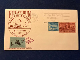 Local Post Anchorage Alaska - First Run Kiwanis Steam Railroad Cover 1967 - Timbre Local 2c - Brieven En Documenten