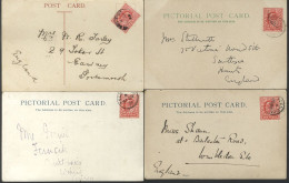 C1906 PPC's (4) Sent To England, Each Franked 1d KEVII, Tied Ascension C.d.s, Accompanied By A 1962 Map Of The Island, P - Other & Unclassified