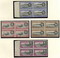 1938 KGVI P.13½ Pictorial Defins In M Blocks Of Four - 3d Black & Ultramarine Marginal Block (3x UM), 2/6d (2x UM) Some  - Other & Unclassified