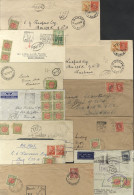 POSTAGE DUE LABELS Used On Internal Covers Incl. Instructional Marks Etc. 1948-51 Underpaid Covers All With Bicolour Aus - Sonstige & Ohne Zuordnung