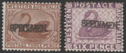 1871 3d Pale Brown & 1884 6d Lilac, Both H/stamped SPECIMEN, Fine M, SG.63s & 80s, Cat.£300 (2) - Other & Unclassified