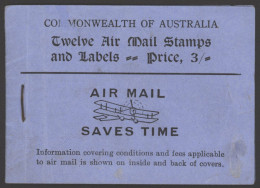 1930 Airmail 3s Booklet Black On Blue, Contains 3d (12) No 115a In Blocks Of Four Plus Two Panes Of Airmail Labels, Faul - Other & Unclassified