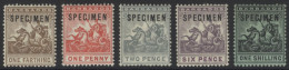 1909-10 MCCA Set Optd SPECIMEN, Fine M, SG.163s/169s, Cat. £140 (5) - Other & Unclassified