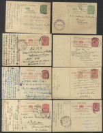 1945-48 KGVI Postal Stationery Cards 3c Green (2), 5c Red (6), All Used To India, Fine. - Other & Unclassified
