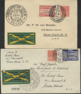 1930 Condor Flown Covers (2) From Brazil To USA, Each With BRAZIL - USA - EUROPE Cachet. - Altri & Non Classificati