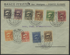 1932 'Varig' Airmail Cover From Porto Alegre, Franked With 10 Different Value Stamps Of The Brazilian Airline (50-10,000 - Sonstige & Ohne Zuordnung